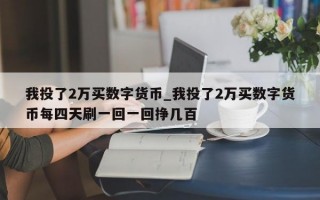 我投了2万买数字货币_我投了2万买数字货币每四天刷一回一回挣几百