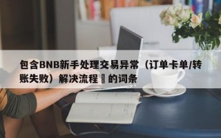 包含BNB新手处理交易异常（订单卡单/转账失败）解决流程​的词条