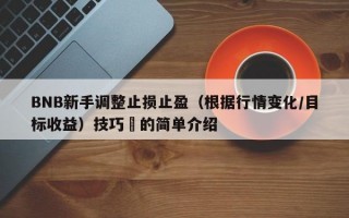 BNB新手调整止损止盈（根据行情变化/目标收益）技巧​的简单介绍