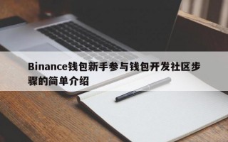 Binance钱包新手参与钱包开发社区步骤的简单介绍