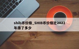 shib币价格_SHIB币价格比2022年涨了多少