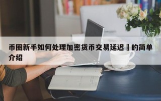 币圈新手如何处理加密货币交易延迟​的简单介绍