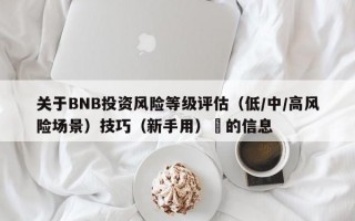 关于BNB投资风险等级评估（低/中/高风险场景）技巧（新手用）​的信息