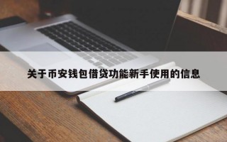 关于币安钱包借贷功能新手使用的信息