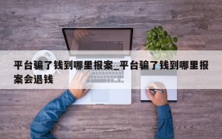 平台骗了钱到哪里报案_平台骗了钱到哪里报案会退钱