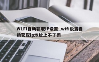 WLFI自动获取IP设置_wifi设置自动获取ip地址上不了网
