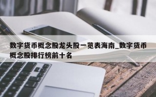 数字货币概念股龙头股一览表海南_数字货币概念股排行榜前十名