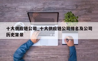 十大供应链公司_十大供应链公司排名及公司历史背景