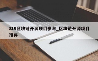 SUI区块链开源项目参与_区块链开源项目推荐