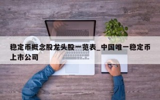 稳定币概念股龙头股一览表_中国唯一稳定币上市公司