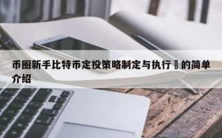 币圈新手比特币定投策略制定与执行​的简单介绍