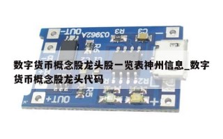 数字货币概念股龙头股一览表神州信息_数字货币概念股龙头代码