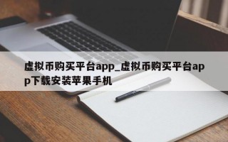 虚拟币购买平台app_虚拟币购买平台app下载安装苹果手机