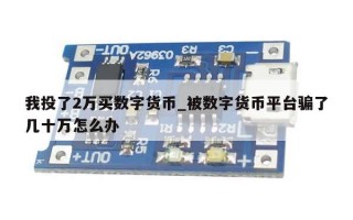 我投了2万买数字货币_被数字货币平台骗了几十万怎么办