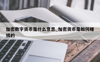 加密数字货币是什么意思_加密货币是如何赚钱的
