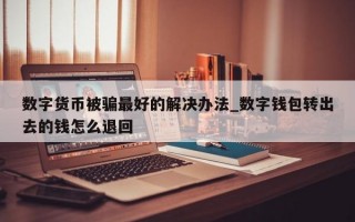 数字货币被骗最好的解决办法_数字钱包转出去的钱怎么退回