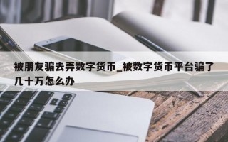 被朋友骗去弄数字货币_被数字货币平台骗了几十万怎么办