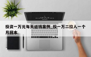 投资一万元每天返钱案例_投一万二拉人一个月回本