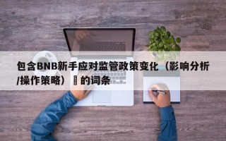 包含BNB新手应对监管政策变化（影响分析/操作策略）​的词条