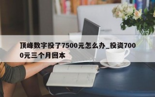 顶峰数字投了7500元怎么办_投资7000元三个月回本