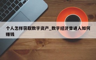 个人怎样获取数字资产_数字经济普通人如何赚钱