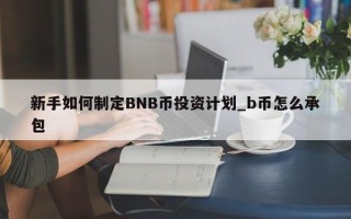 新手如何制定BNB币投资计划_b币怎么承包
