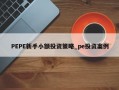 PEPE新手小额投资策略_pe投资案例