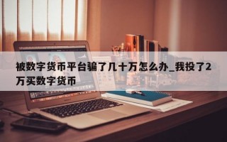 被数字货币平台骗了几十万怎么办_我投了2万买数字货币