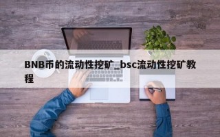 BNB币的流动性挖矿_bsc流动性挖矿教程